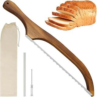 LUFEIS Serrated Bread Knife, 40cm Stainless Steel Bread Saw Cutter, Ideal for Homemade Loaves, Bread Cutter with Elegant Acacia Handle, Perfect for Slicing Sourdough Bagels Baguettes Cakes Fruit