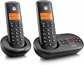 Motorola E212 Cordless Landline House Phone, Home Phone, Answer Machine, Nuisance Call Blocking, Do Not Disturb Button, Amber Backlit Display, Twin Handset Pack