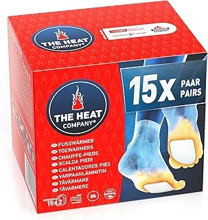 THE HEAT COMPANY Toewarmers - 5, 15 or 40 Pairs - EXTRA WARM - Adhesive - Foot Warmers - 8 Hours Warm Feet - Instant Heat - Air Activated - Purely Natural