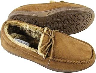 Mens Moccasins Loafers Faux Suede Sheepskin Fur Lined Winter Slippers Shoes Size