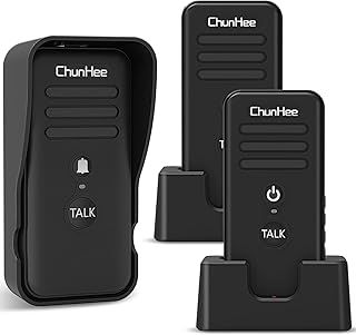 ChunHee Wireless Intercom Doorbell Chime for Home, Two-Way Talk Security System 3000ft/1000m, 2500mAh, 14 Chime, 4 Volume, 1 Doorbell & 2 Intercoms