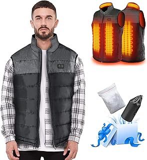 Heated Vest for Men/Women, Electric Heating Coat Heated Body Warmer Temperature Control Extra Collar Heated Hiking,Ice Skating for Heated Jacket/Sweater/Thermal Underwear Battery Not Included