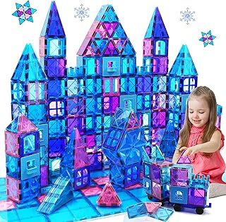 Magnetic Building Blocks Magnetic Tiles 102PCS Princess Castle STEM Toys With Ferris Wheel/2 Cars Educational Construction Magnets Toys Gift for Kids Boy Girls Age 3+ 4 5 6 7 8 Year Christmas Birthday
