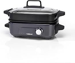 Cuisinart Cook In 5 in 1 Multi Cooker, Grill, Sear, Steam, Simmer and Slow Cooker, Non-Stick, Interchangeable plates and pans, Stackable, easy storing, Energy efficient, Midnight Grey