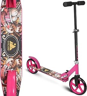 EVOLAND Foldable Kick Scooter, Adjustable Height 2-Wheel Scooter with Lightweight Aluminium Deck for Kids and Teens Ages 8/9/10/11/12+