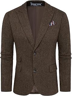 PJ PAUL JONES Men's Vintage Herringbone Tweed Blazers British Wool Blend Sport Coat Jacket