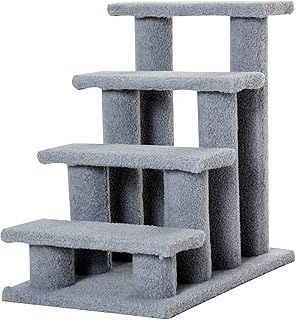PawHut Dog Steps for Bed 4 Step Pet Stairs for Sofa Dog Cat Climb Ladder 63x43x60 cm Grey