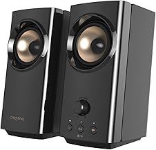 CREATIVE T60 2.0 Compact Hi-Fi Desktop Speakers with Clear Dialog and Surround by Sound Blaster, SmartComms Kit, USB-C Audio, Mic and Headset Ports, Bluetooth 5.0