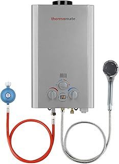 ThermoMate BE211S 8L Gas Water Heater, Tankless Propane Water Heater, Portable Instant Gas Boiler, Use for Outdoor Showers, Washing Horses, Camping, RV [Energy Class A]