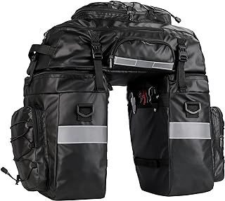 WILDKEN Pannier Bag for Bike 65L Waterproof Bicycle Storage Pouch 3 in 1 Backpack, Shoulder Bag, Saddle Pack, Rear Rack Bags for Cycling Travel with Rain Cover (Black)