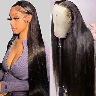 Straight Human Hair Wig For Black Women,20 Inch 13x4 HD Lace Front Wigs 200% Density, Brazilian Virgin Wig Human Hair Pre Plucked With Baby Hair