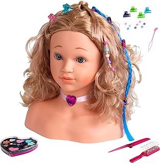 Theo Klein 5240 Princess Coralie Make-Up and Hairdressing Head Sophia I With Hair Clips, Dermatologically Tested Make-Up and Lots of Further Accessories