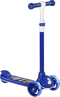 Kids Scooter, 3 Wheel Scooter for Toddlers Ages 2-6, with 3-level Adjustable Height, LED Light, TPE Handlebar, Kick Scooter for Boys and Girls