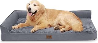 COZY KISS Orthopedic Dog Bed for Small Dogs Dog Beds with Sides, Supportive Foam Pet Couch Bed with Removable Washable Cover (Grey-L-type, XL(122 * 81 * 19CM))