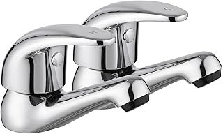JASSFERRY Chrome Pair of Basin Taps Hot and Cold Water Bathroom Sink Tap Top Lever Handle 1/2" Faucets, Set of 2