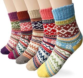 YSense Snug 5 Pairs Womens Thermal Socks Winter Wool Socks, Ladies Breathable Soft Thick Socks Colourful Womens Socks Quality Gifts for Women