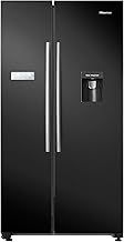 Hisense RS741N4WBE Freestanding American Side by side Door American Fridge Freezer 578 litre, Black, with Non-Plumbed Water Dispenser, Black, 90.8 × 179.3 × 74.3 cm (W×H×D)