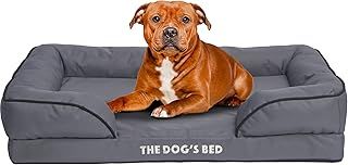 The Dog’s Bed, Orthopaedic Standard Foam Waterproof Dog Bed with Standard Support, Large Grey with Black Trim, Waterproof, Supportive Dog Bed with Replaceable Covers, Veterinary Approved