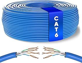 Bulk Cat 6 Ethernet Cable 50m, High Speed LAN Ethernet Network Cable, 50m Bulk Cat6 Internet 1 Gbps, 250 MHz, ADSL AWG24, UTP CCA (50 Meters, Blue)
