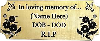 CAO Personalised Engraved Bench Memorial Plaque – Beloved Pet Memorial Plaque – Commemorative Grave Plaque – Weather Proof Garden Sign – Gold/Silver Effect Sign – (Flowers & Birds)