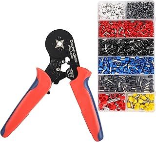 Ferrule Crimping Tool Kit with 1200PCS Ferrules Insulated Wire Terminals, Self-Adjustable Ratchet Wire Crimper for AWG 23–7(0.25–6mm²) Electrical Wire Connectors