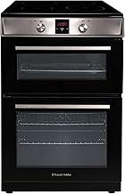 Russell Hobbs Electric Cooker 3 in 1 68L/37L Split Stainless Steel Double Oven with 3 Shelves, Full-Size Grill Pan, 4 Zone Induction Hob, Energy Efficient, Up to 2 Years Guarantee, RH60EDOIH6011SS