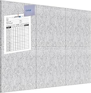 Large Cork Board Alternative,Felt Bulletin Board with Removable Adhesive Tabs, Pin Board Wall Tiles Notice Boards with Pins for Office,Home,Cork Boards for Photos Memos Light Gray 6Pack