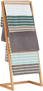 Relaxdays Towel Holder Freestanding with 4 Towel Rails, Bathroom Towel Stand, Bamboo, Butler, HWD: 100x40x30cm, Natural
