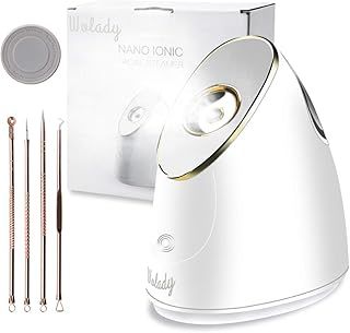 Facial Steamer, Nano Ionic Face Steamer Sauna Hot Mist for Face Spa Moisturzing Opening Pores with 4 Pcs Extraction Tools (White)