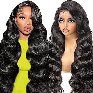 Beluck 250 Density Glueless Human Hair Wig For Black Women, 13x6 HD Lace Front Wigs Human Hair Pre Plucked Baby Hair, Real Brazilian Body Wave Lace Front Wig Black Frontal Wigs 20 Inch