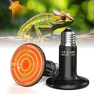 Lamptobe 100W Reptile Heat Lamp Bulb E27 Ceramic Heat Bulb for Reptiles No Light,No Harm,Heat Up Fast Ceramic Heat Emitter Tortoise Heat Lamp for Chicks,Puppy,Bearded Dragon,Turtle,Lizard-2Pack