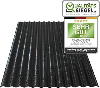 Corrugated Plate | Xtra Strong (PC) | C Structure and Black | 0.8 mm Thickness | Sinus 76/18 | 90 x 120 cm | Pack of 1 | Made in Germany