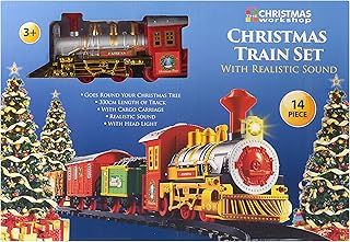 The Christmas Workshop Christmas Train Sets / 4 Separate Designs/Realistic Sounds & Light/Battery Operated (Standard Train Set)