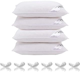 Adam Home Duck Feather Pillows 4 Pack Hotel Quality (Standard Size) - Luxury Down Pillows Extra Soft Filling Filled in 100% Cotton Cover (White, 48 * 74)
