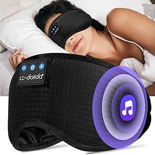 Bluetooth Sleeping Headphones Eye Mask for Sleeping,LC-dolida 100% Blackout Eye Mask with Bluetooth Headphones 15 Hours Playback Sleep Aids with Travel Bag & 2 Sleep Earplugs for Travel/Nap/Yoga
