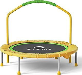 38'' Foldable Fitness Trampoline - Max Load 220lbs, Rebounder with Adjustable Foam Handle Indoor/Outdoor Fitness Body Exercise