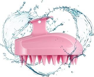 Scalp Massager, Soft Silicone Shampoo Scrub Brush for Clean, Wet and Dry Hair Head Massager, Reduce Dandruff, Massage Scalp, Promote Hair Growth, Pink