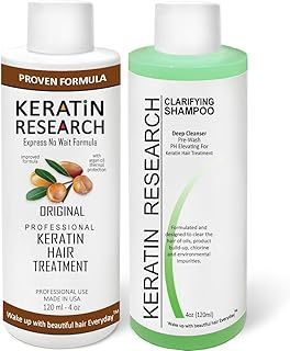 KERATIN RESEARCH Brazilian Keratin Hair Treatment Straightening Smoothing Damaged Hair Repair Complex Blowout Long Lasting Organic Natural Results, Argan Oil collagen Proteins Amino acids (120ml x2)