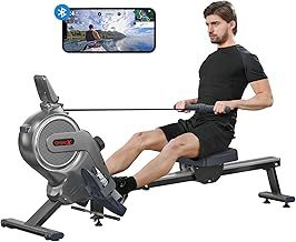 Dripex Rowing Machines for Home Gym, Rowing Machine with 16 Levels of Adjustable Resistance, 350LB Weight Capacity, Durable Slide Rail, Bluetooth App Supported, LCD Monitor, Magnetic Rower Machine
