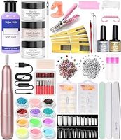 DouborQ Acrylic Nail Kit White Pink Clear Acrylic Powder Acrylic Liquid Electric Nail Clipper Top Base Coat Nail Tips Nail Forms and DIY Nail Art Tools with Anything for Beginner, 1.0 count