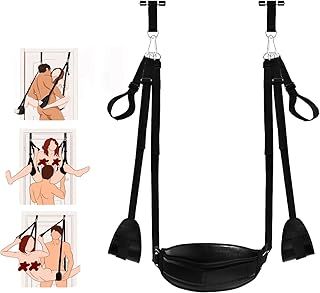 Sex Swing Door Sex Toys Sex Bondage Restraints BDSM Toys, Sex Slings Slave Newest Leather Soft Plush SM with Adjustable Straps, Hanging Door Handcuffs Leg Spreader Adult Toys for Couple, 300lbs