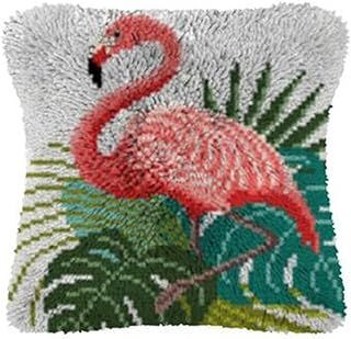 ROCKY&CHAO Latch Hook Kit for Adults, Latch Hook Pillow Case Kits, DIY Latch Hook Cushion Kits 17X17Inch, Cross Stitch Embroidery Kits Latch Hook Pillow Cover Kits Home Decor 43x43cm