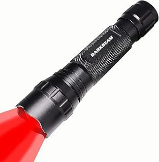 DARKBEAM Red Light Torch Tactical LED Rechargeable Flashlight, Zoomable Portable Handheld Red-Light for Night Vision - Fishing, Hunting, Detector Astrophotography, Included Battery Powered