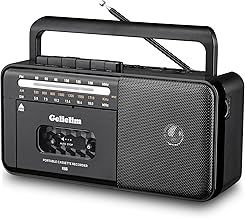 Gelielim Cassette Player Bluetooth Boombox with Radio AM/FM/SW, Cassette Tape Player Recorder with 8W Speaker and Earphone Jack, Support USB/TF Card, Portable Radio Cassette Player Mains and Battery