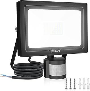 CLY Security Lights Outdoor Motion Sensor, 30W PIR Sensor Security Light 2820 Lumen IP66 Waterproof Motion Sensor Floodlight, 6500K Cold White LED Outdoor Light Mains Powered for Garden NO Earth Wire