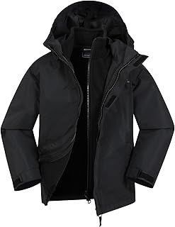 Mountain Warehouse Fell Kids 3 in 1 Jacket - Water-Resistant Triclimate Raincoat, Detachable Inner Coat & Packaway Hood - For Walking, Hiking & Outdoors