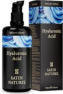Satin Naturel Hyaluronic Acid Serum for Face 100ml, Face Skincare for a Rejuvenated Skin - Collagen Serum with Organic Aloe Vera for Sensitive Skin - Vegan Skin Care