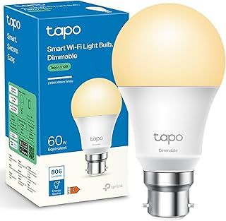 WiFi Smart Bulb, B22 Smart Light Bulb, 8.3W, Energy saving, Works with Amazon Alexa and Google Home, Dimmable Soft Warm White Alexa Light Bulbs, (Tapo L510B) [Energy Class F],Packaging may vary