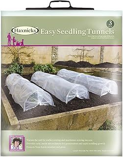 Haxnicks 3 x Easy Seedling Tunnels | Mini Ready To Use Fold Out Design Poly Garden Tunnels | Warms Soil Prior To Planting | Protect Tender Plants | L80 cm x W18 cm x H12 cm Etun140101