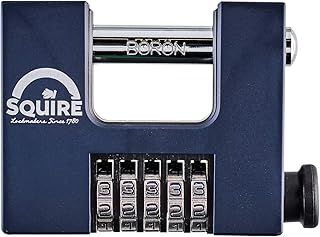 Squire Heavy Duty Padlock (CBW85) - 5 Wheel Combination - Alloy Steel for Corrosion Resistance - Ideal for Gates, Garages and Large Sheds (Blue, 85 mm)